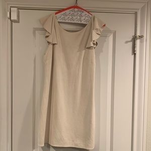 Fitted Cream Dress with Ruffle Back